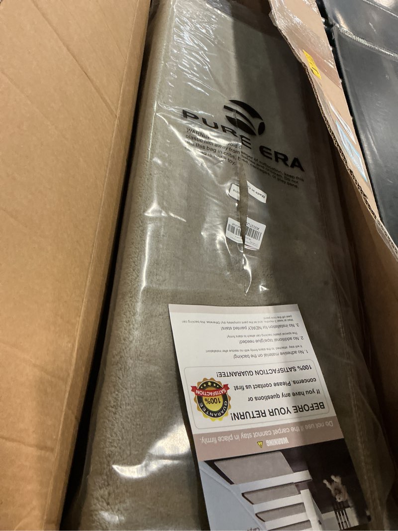 Condition photo showing Good Condition for PURE ERA Carpet Stair Treads Ultra Plush 9.5" X 30"Soft Bullnose Indoor Stair Protectors Pet-Friendly Non-Slip Skid Resistant Tape Free Washable Reusable(14 Pieces, Cream Gray) Cream Gray 14 Pieces with Bullnose