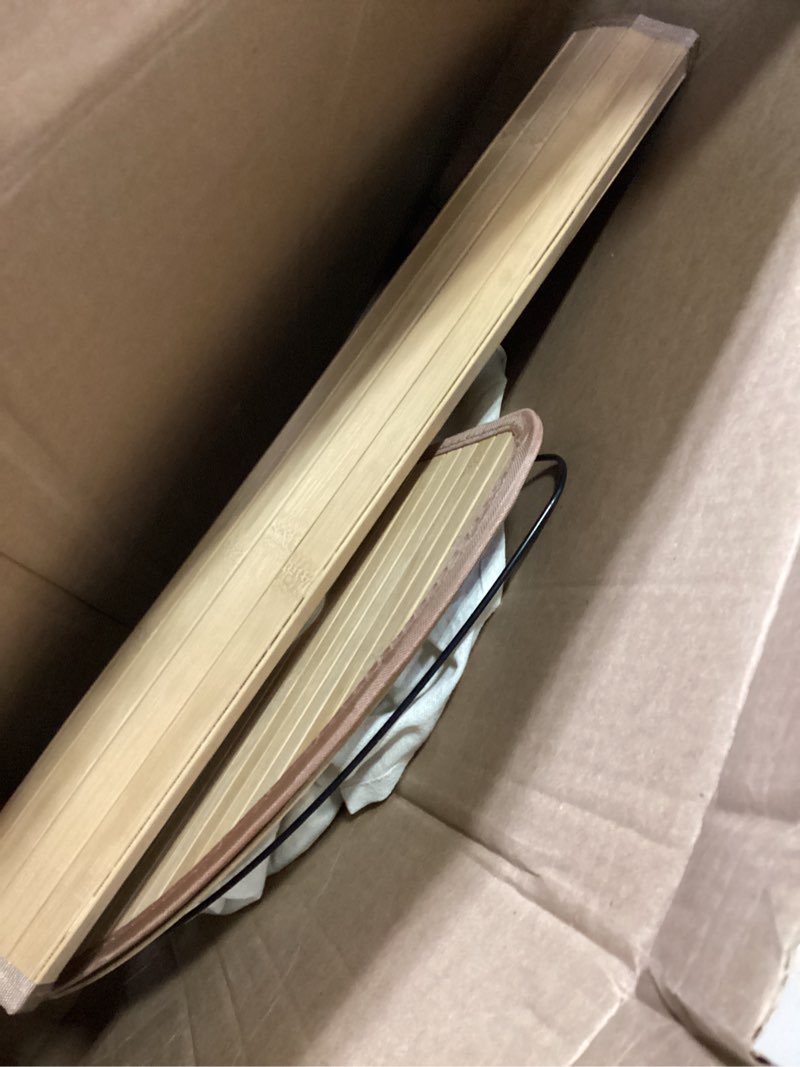 Condition photo showing As Is for Gueevin Corner Bamboo Laundry Hamper with Lid and Removable Liner Corner Bamboo Laundry Basket with Handle Washing Clothes Basket Storage Bin for Bedroom Bathroom(Carbon)