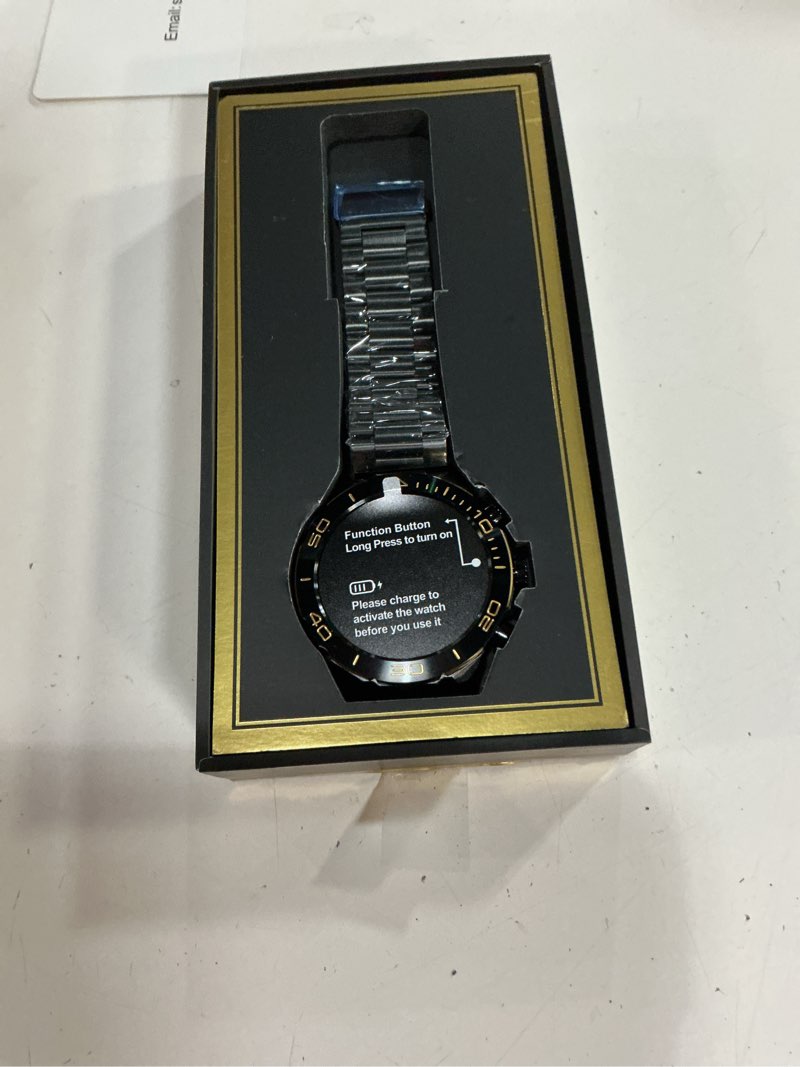 Condition photo showing Good Condition for smart watch for men answer/make call for android iphone, 1.43" amoled hd screen mens luxury watch, 400mah heavy duty smartwatch heart rate blood oxygen blood pressure sleep monitor pedometer, 2 straps black