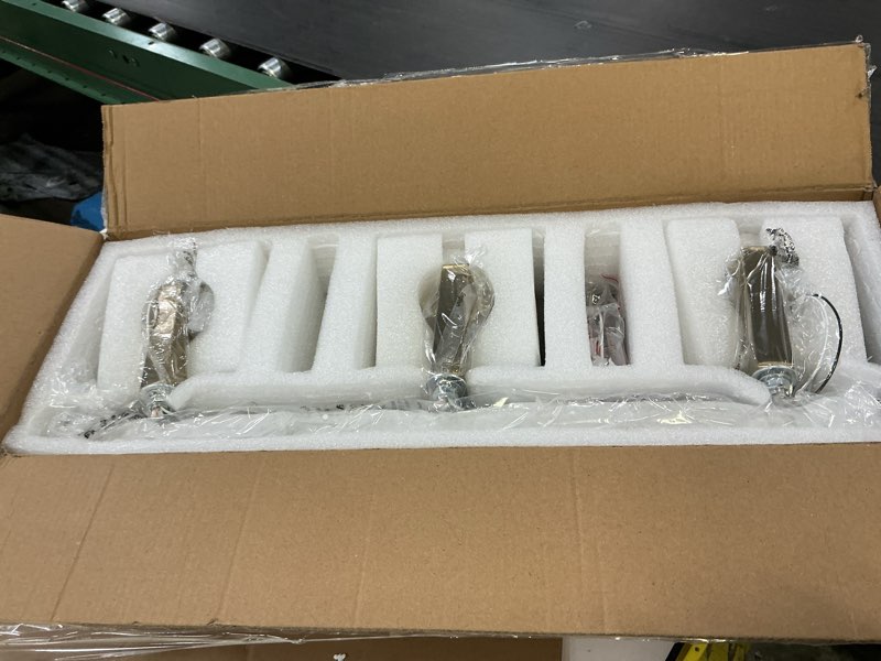 Condition photo showing As Is for modern vanity light 3-lights brushed nickel vanity light crystal bathroom wall light bathroom light fixtures nickel straight 3-light