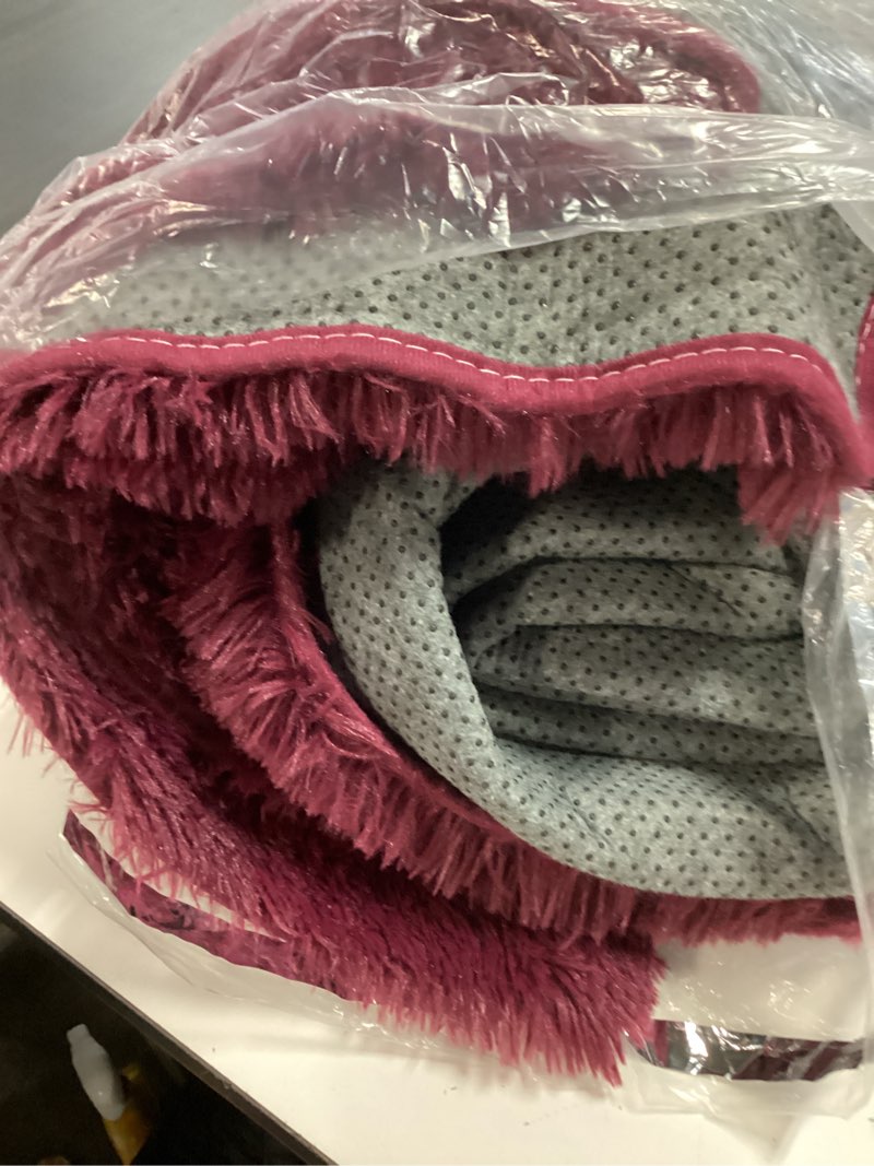 Condition photo showing As Is for Burgundy Plush Rug for Living Room Fuzzy Carpet for Bedroom Dorm, Non-Slip High Pile Rug, Shag Rug for Playroom Nursery Home Office Decor 8X10 Ft Burgundy 8' x 10' (Rectangular)