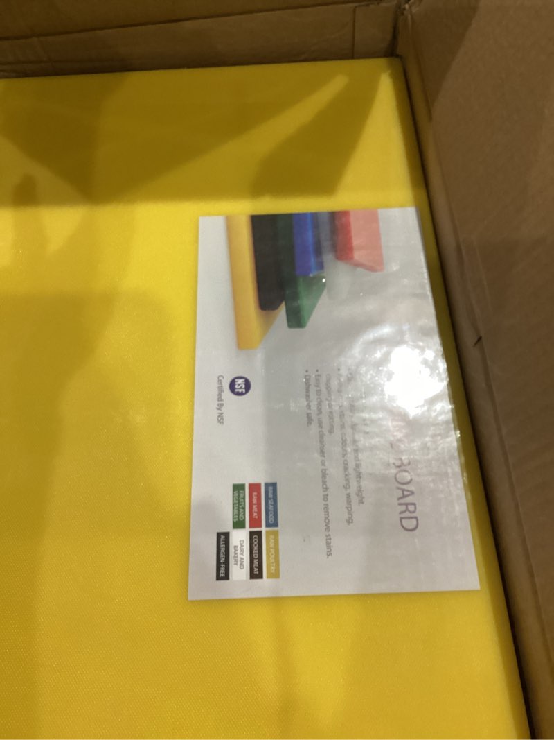Condition photo showing Good Condition for curta cutting boards for kitchen, 20" x 14" x 0.5" 6-piece (white, red, green, blue, yellow, brown) color coded plastic chopping board with anti slip surface dishwasher safe 6-color set 20 x 14 in
