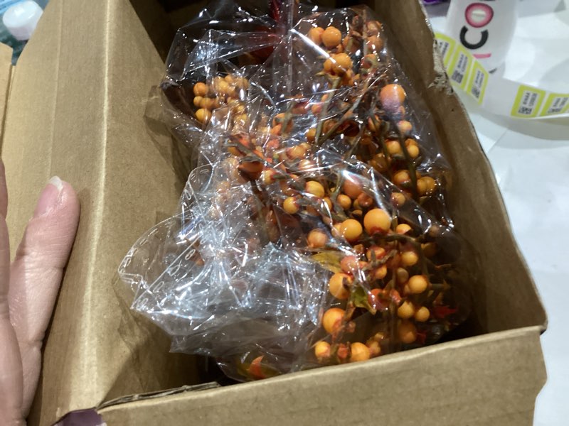 Condition photo showing New/Like New for 6 Pcs 19.6" Artificial Thanksgiving Pumpkin Picks Autumn Harvest Floral Pumpkin Stems Fall Table Centerpieces for Thanksgiving Wedding Home Table Vase Decor(Maple Leaf)