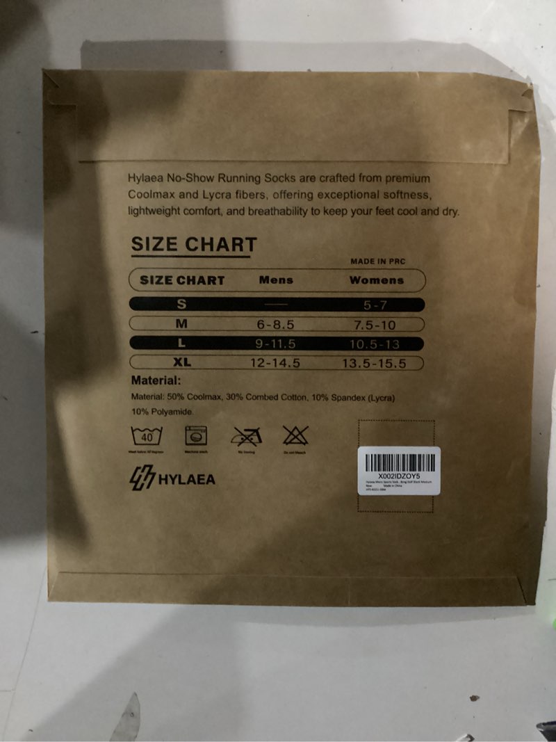 Condition photo showing New/Like New for Hylaea No Show Running Athletic Anti-Blister Wicking Coolmax Socks, Seamless Anti-odor 3 Pairs Black Medium