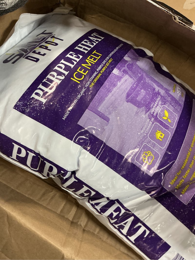Condition photo showing Good Condition for Purple Heat Ice Melt (50, Bag) 50.0 Pounds Bag