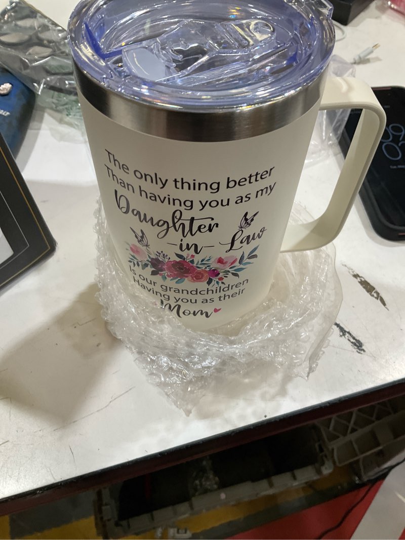 Condition photo showing Good Condition for lifecapido daughter in law mothers day gifts, 20oz insulated coffee mug with bracelet, birthday christmas mothers day gifts for daughter in law, creamy