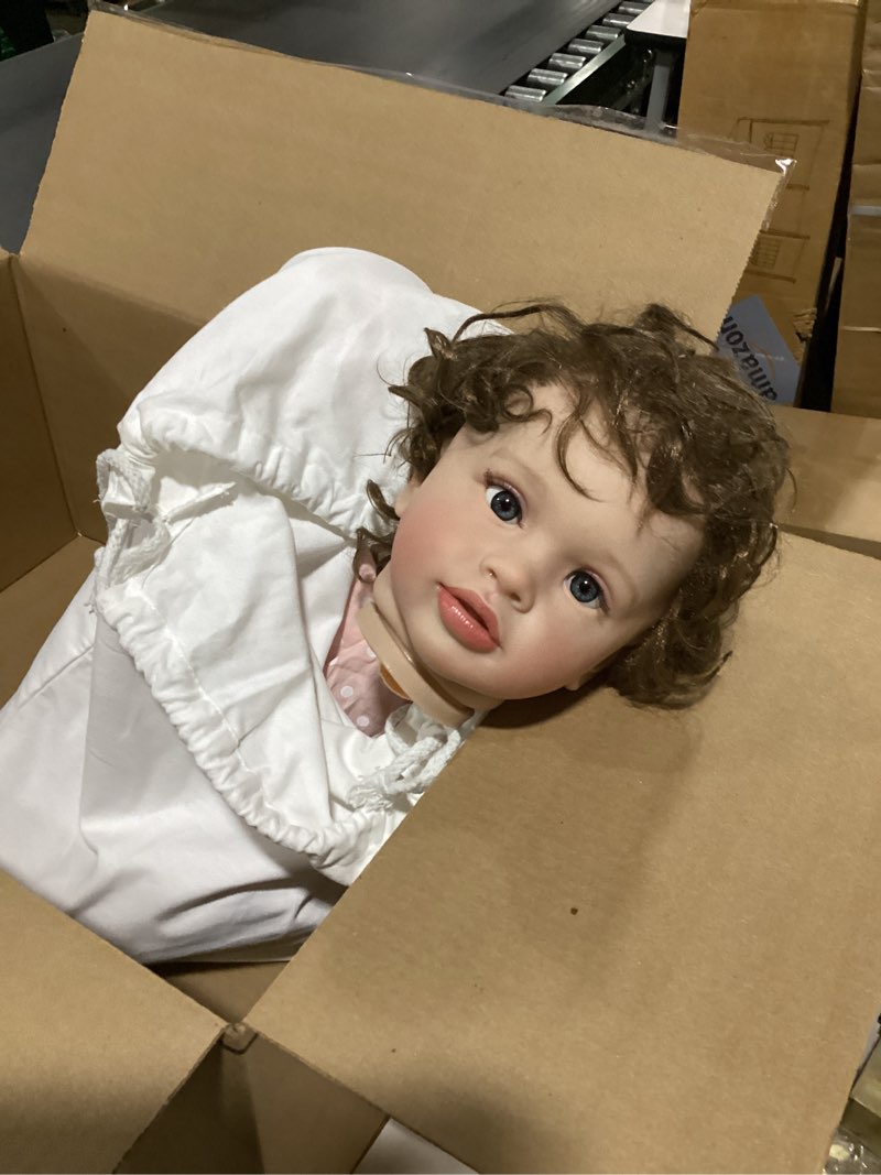 Condition photo showing As Is for babeside reborn baby dolls - 17 inch soft body realistic baby doll girl lovely awake blond curly hair girl bebe reborn de silicona real life baby dolls with gift box for kids age 3+ collectors