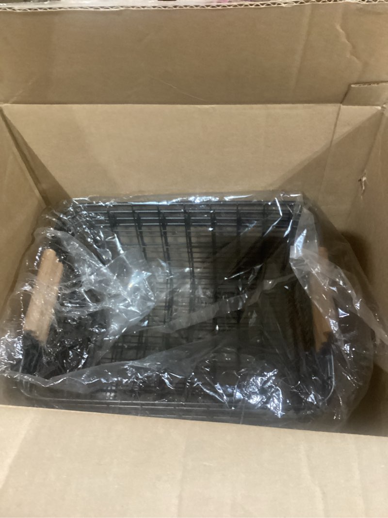 Condition photo showing New/Like New for Wire Basket 4 Pcs Wire Storage Baskets Wire Baskets Organizing with Wooden Handles Wire Basket Pantry Organization and Storage Metal Wire Food Storage Basket for Kitchen, Cabinets (Black 4PCS)