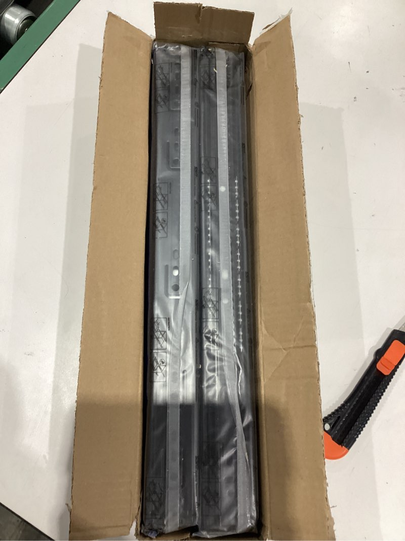 Condition photo showing New/Like New for 18 inch drawer slides 4 pairs (8pcs) full extension ball bearing drawer rails side mount 3 fold metal dresser runners for file cabinet trash can kitchen wardrobe glides 18" black 100 lb capacity 18inch-450mm