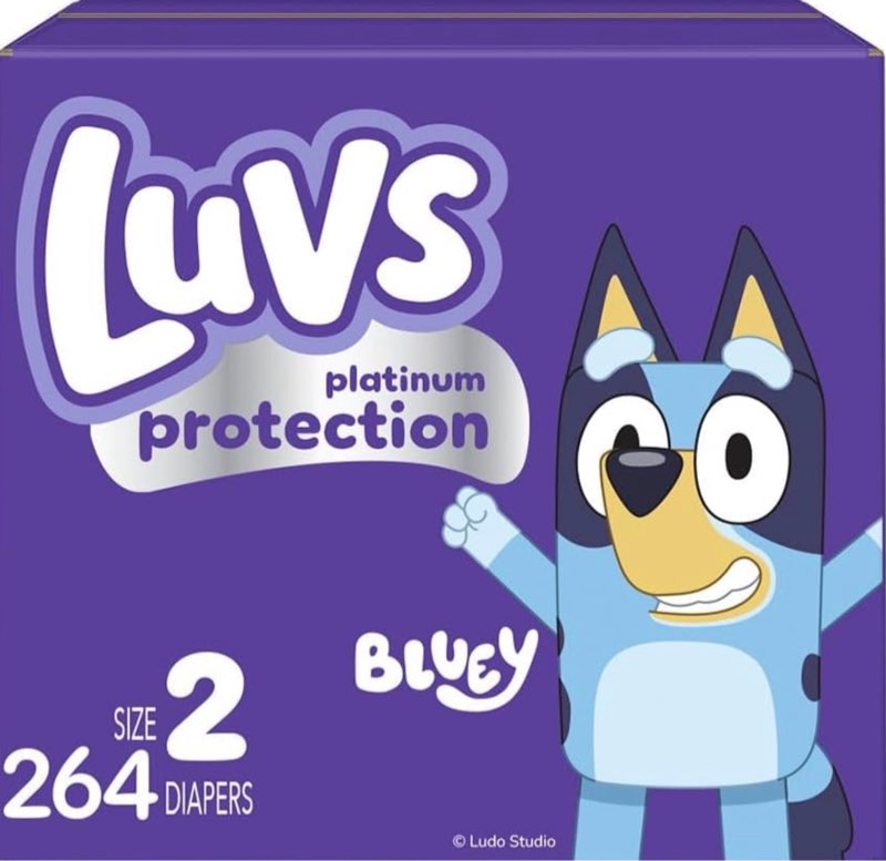 ((Size 2))Luvs Baby Diapers, Platinum Protection Bluey Diapers for Day & Night, 264 Count (Packaging May Vary) 