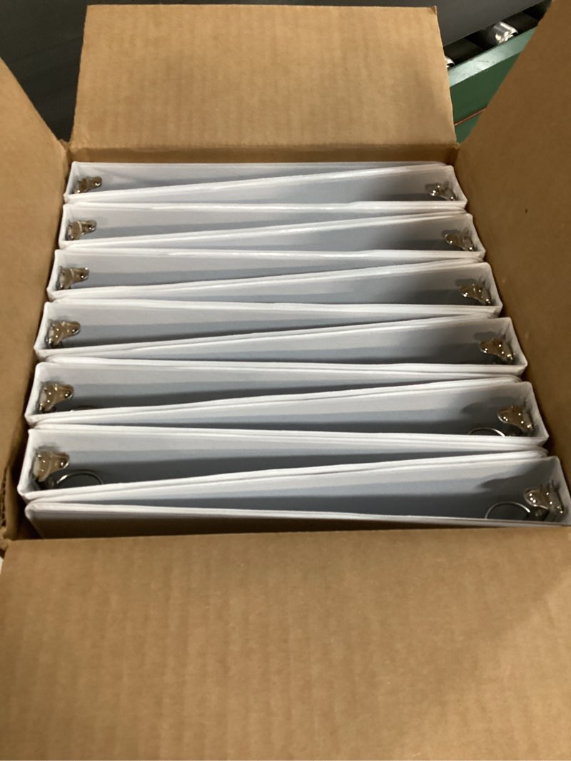 Condition photo showing Good Condition for Cardinal Economy 3-Ring Binders, 1", Round Rings, Holds 225 Sheets, ClearVue Presentation View, Non-Stick, White, Carton of 12 (90621) White 1 Inch Binders