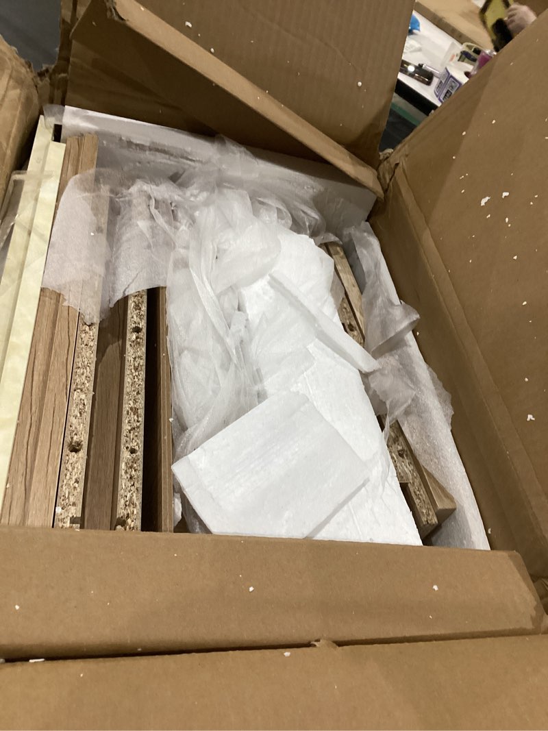 Condition photo showing As Is for Fluted Nightstand Set of 2,Modern End Table with Faux Marble Top,2 Storage Drawers Side Table,Bedside Table for Bedroom, Living Room,Curved Profile Design Furnitue,Natural Oak 2pc_oak