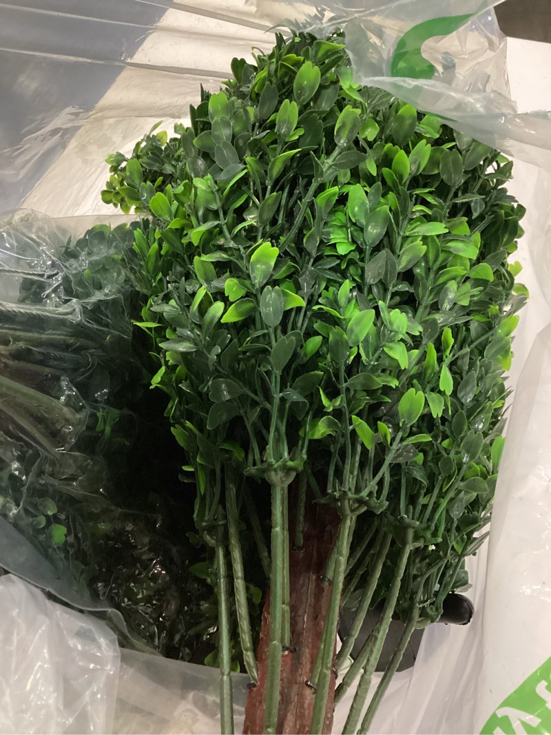 Condition photo showing Good Condition for chillchard 2 pack uv resistant artificial boxwood plants outdoor topiary | ultra realistic & dense faux boxwood topiary ball bush, sturdy build & no maintenance fake plants with spike for front porch boxwood - 2pack - b