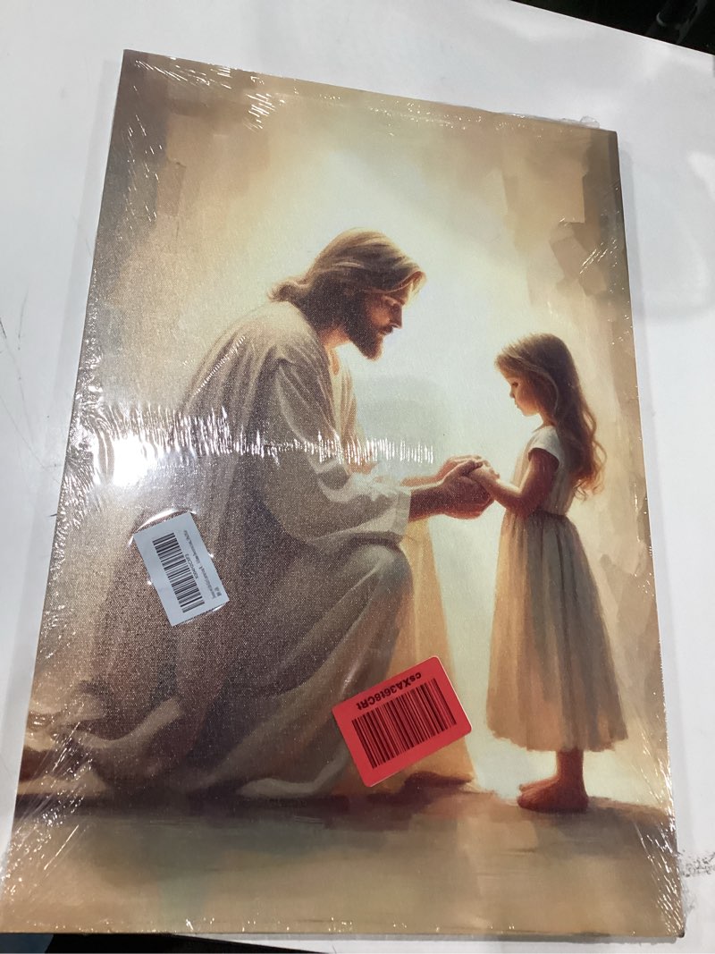 Condition photo showing New/Like New for jesus with girl praying wall art jesus with children wall decor god painting christian picture bible story posters prints religious faith artwork for kids room church home decoration,12x16in jesus little girl 16"l x 12"w