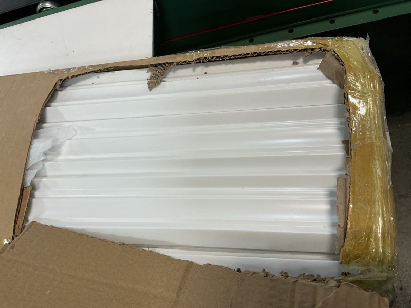 Condition photo showing As Is for 9 pcs 47.24?(total 35.4 ft) ceiling crown molding with led duct kit for seamless ambient accent lighting waterproof channel for easy led trim moulding strip installation(upper groove)