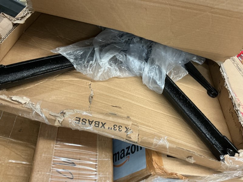 Condition photo showing As Is for Correll 48\" Round Pub Table, 29\" High Dining Cocktail Table, Durable Blue High Pressure Laminate Top, Cast Iron Base, Top Made in The USA, Leveling Glides Blue/Black 48\" Round INCOMPLETE base only 