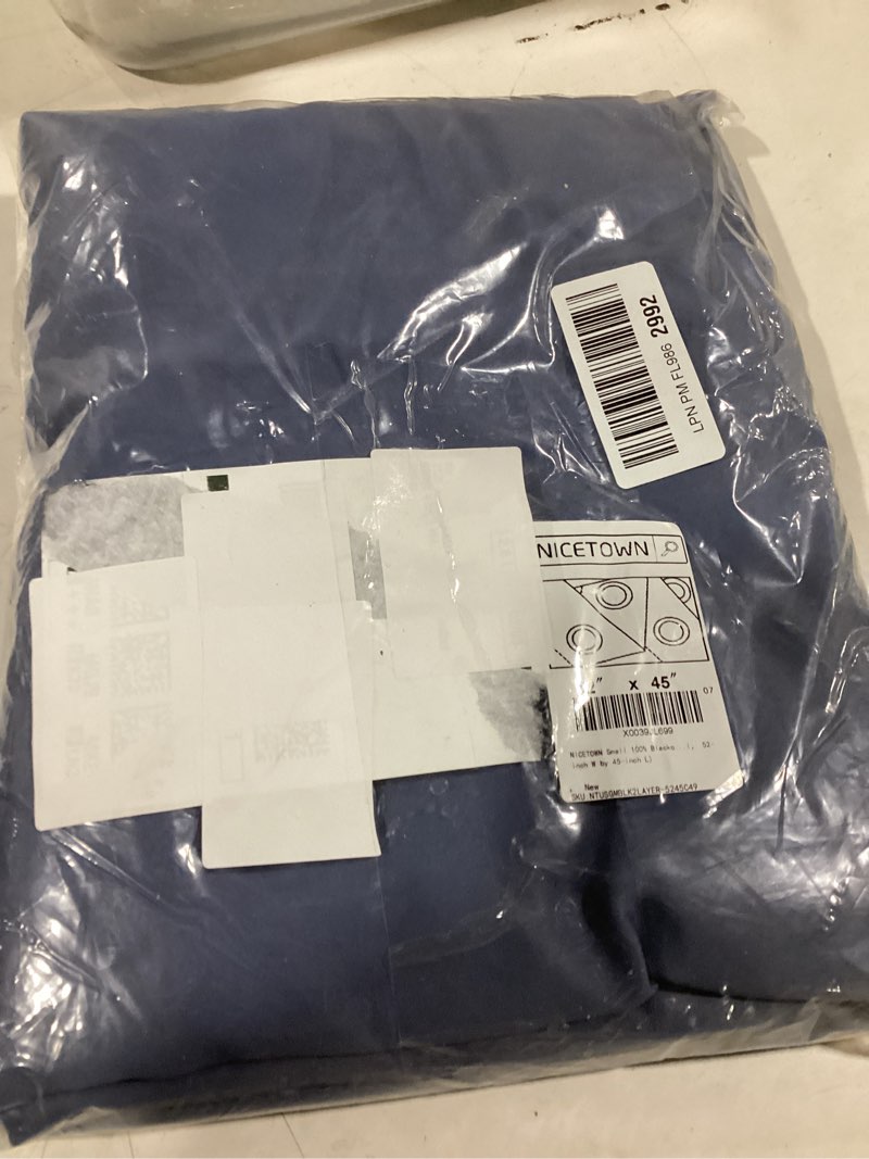 Condition photo showing Good Condition for NICETOWN Small 100% Blackout Curtain with Black Liner, Thermal Insulated 2-Layer Lined Drape, Energy Efficiency Small Window Drapery for Dining Room (Stone Blue, 1 Panel, 52-inch W by 45-inch L) Stone Blue 52"W x 45"L (Pack of 1)