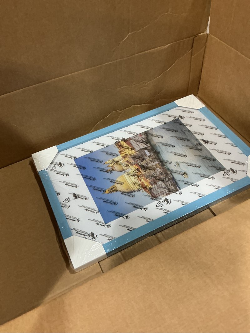 Condition photo showing New/Like New for wyooxoo 11x17 picture frame made of solid wood blue photo frames display pictures 8x12 with mat or 11x17 without mat colorful frame for horizontal vertical wall mounting blue 11" x 17" ( 1 pack )