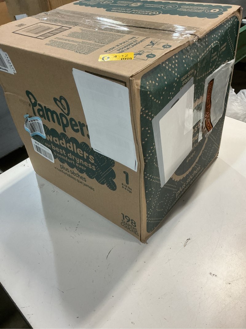 Condition photo showing New/Like New for pampers swaddlers diapers, size 1 (8-14 lbs), 198 count, absorbent, keeps baby dry and comfortable, skin safe disposable baby diaper (packaging may vary) size 1 198