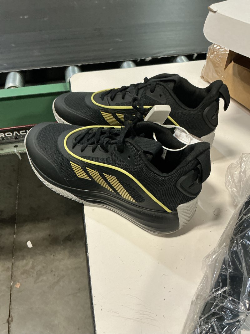Condition photo showing New/Like New for adidas own the game 3.0 core black gold basketball shoes if4566 men's (size 9)