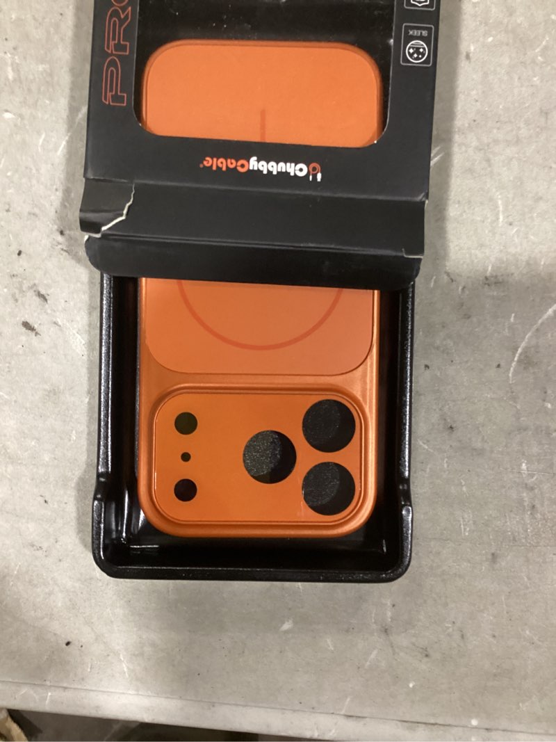 Condition photo showing Good Condition for chubbycable chubbyarmor snappro easy clip-on full protective bumper metal phone case for iphone 17 pro max, cosmic orange cosmic orange 17 pro max