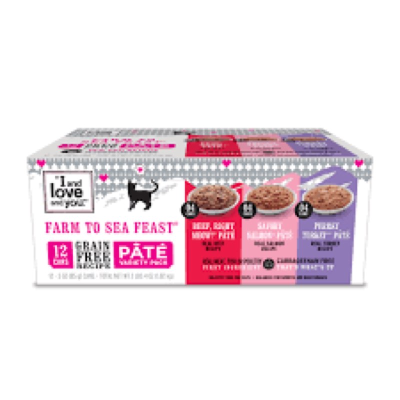 best by -05/20/2027) i&love&you farm to sea feast pate wet cat food, variety pack, grain free, artificial preservatives free, 36 ounces (pack of 4)