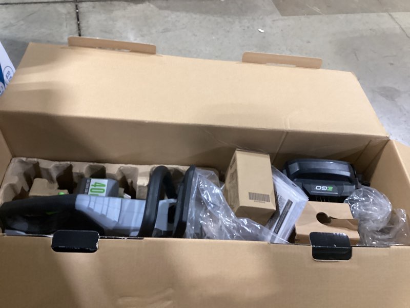 Condition photo showing As Is for ego power+ cs1611 16-inch 56v lithium-ion cordless chainsaw - battery and charger included, black
