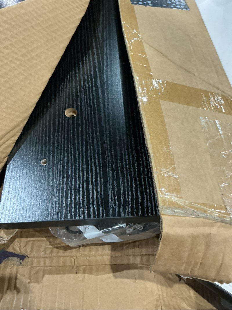 Condition photo showing As Is for black 5 tier display shelf case with lights led wall mount vertical lack shelf wall decor rgb lighting for bedroom living room gaming floating shelves supports usb