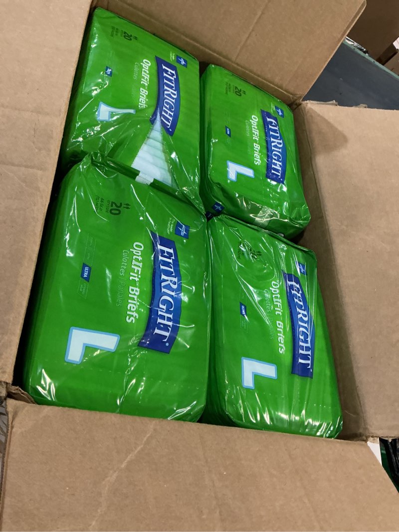 Condition photo showing Good Condition for fitright optifit briefs  ultra absorbency  disposable adult briefs with tabs  large  44 -56   20 count