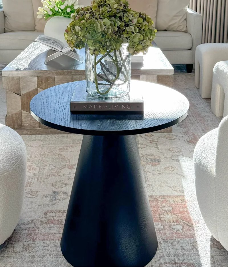 Dwen 24" Modern Black Round Side Table (incomplete, 1 box only consisting of table top)