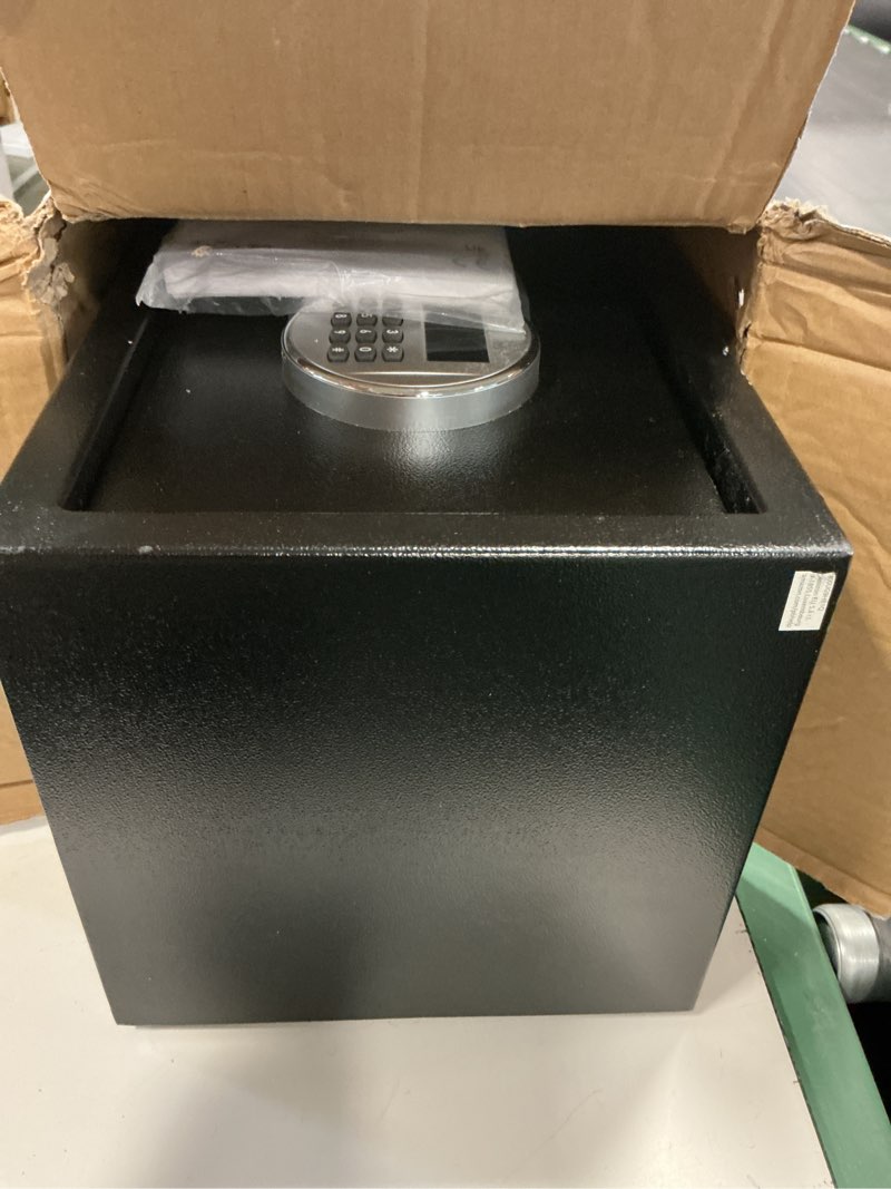 Condition photo showing Good Condition for Amazon Basics Steel Security Safe and Lock Box with Electronic Keypad, for Cash, Jewelry, Documents, Black, 0.5 Cubic Feet, 13.8" W x 9.8" D x 9.8" H