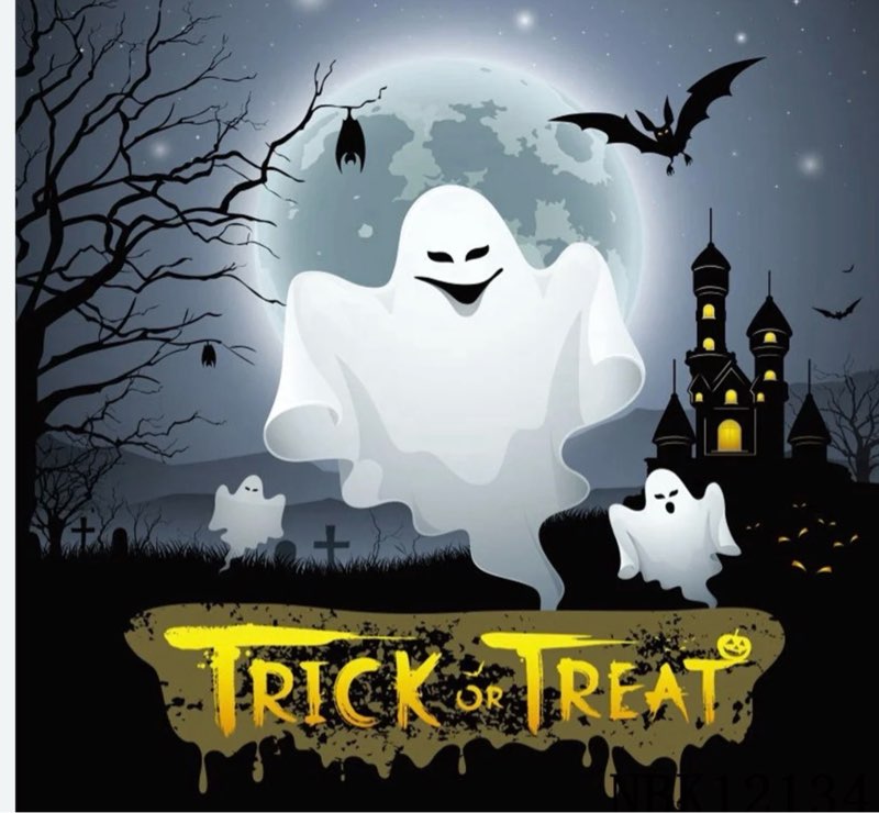 yeele halloween party background pumpkin castle window moon forest ...