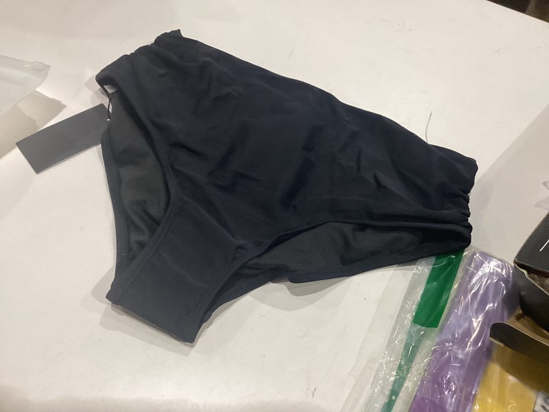 Condition photo showing New/Like New for daci full coverage bikini bottoms - mid rise bathing suit bottoms for women tummy control swimsuit bottom black medium