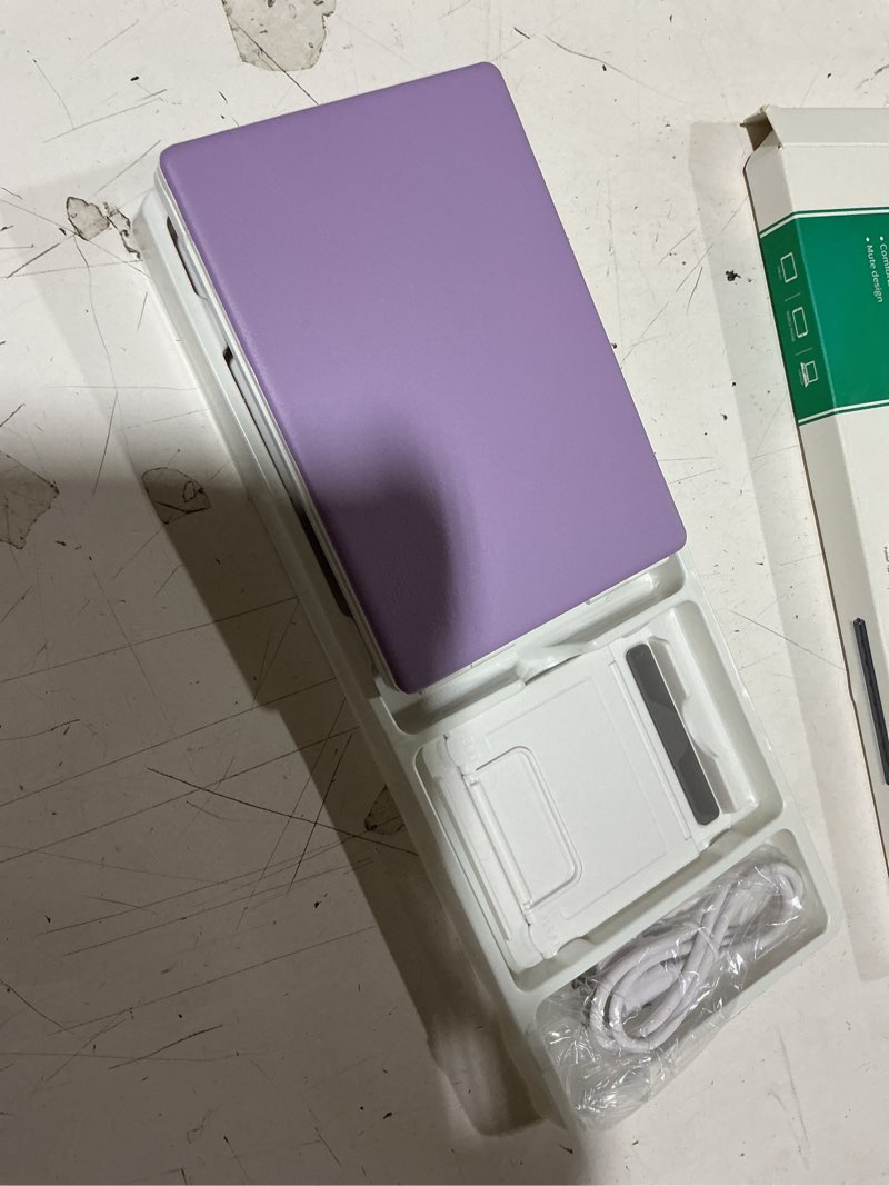 Condition photo showing New/Like New for samsers bluetooth foldable keyboard, wireless portable folding keyboard, full-size ultra-slim rechargeable connect up to 3 devices for ios android windows phone tablet and laptop, purple bt x 3 purple
