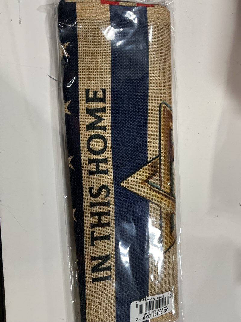 Condition photo showing New/Like New for We Stand with Israel Burlap Garden Flag Set Support Cause Pray for Home Country International World House Decoration Banner Small Yard Gift Double-Sided, Made in USA Garden Flag 13"x 18.5" Small Flag Set w Flagpole Thick Burlap