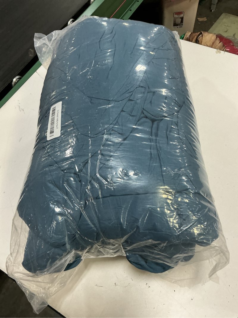Condition photo showing Good Condition for litanika haze blue comforter king size, 3 pieces lightweight solid bedding comforter set, all season fluffy bed set (104x90in comforter & 2 pillowcases) haze blue king