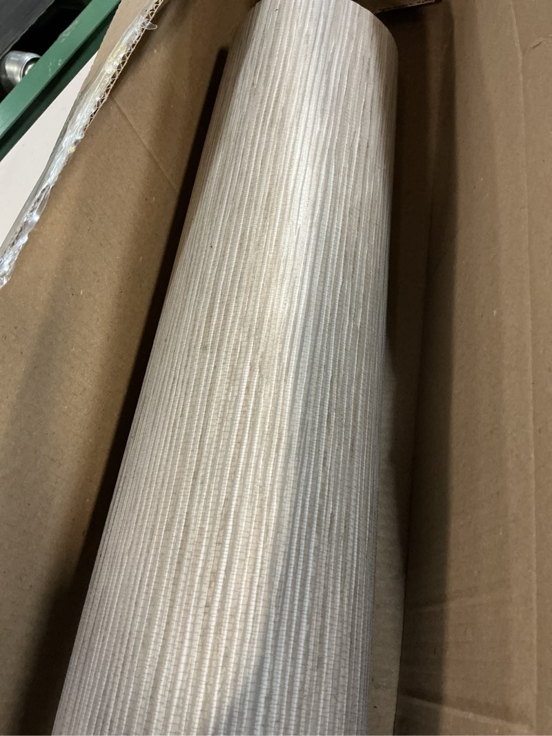 Condition photo showing As Is for roommates neutral jade dimensional grasscloth peel and stick wallpaper, rmk12683plw