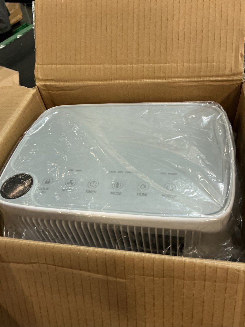 Condition photo showing Good Condition for 2500 sq.ft dehumidifier for basement with drain hose max 34 pints, dehumidifiers for home,bathroom,large room, bedroom, three modes, intelligent humidity control, dry clothes, 24hr timer 2500 sq.ft white2