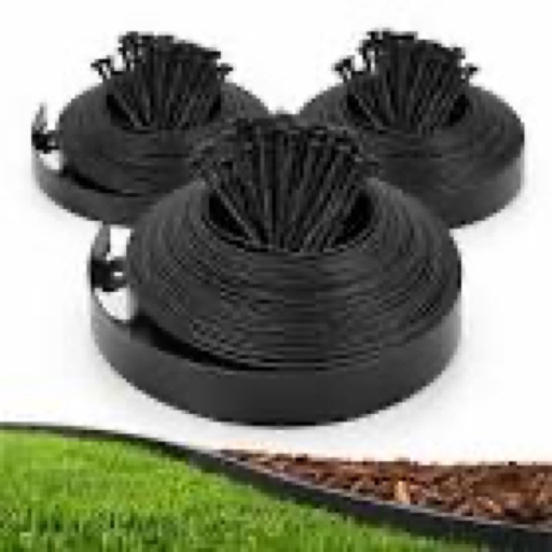 Gardzen 1.5" x 100' Landscape Edging Kit, No Dig Lawn Garden Border with 120 Pcs Spikes, Flexible Ed