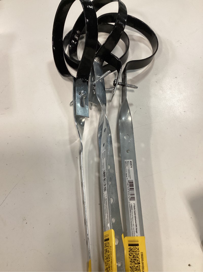 Condition photo showing New/Like New for 4 in. plastic coated galvanized dwv pipe hanger pcs (4)