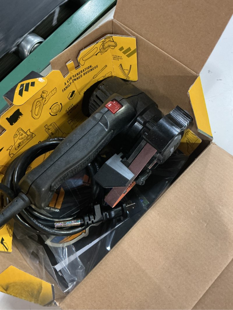 Condition photo showing As Is for (incomplete, missing psrts)work sharp knife & tool sharpener mk.2 - fast & easy sharpening for all knives and tools, includes abrasive belt kit and sharpening guides