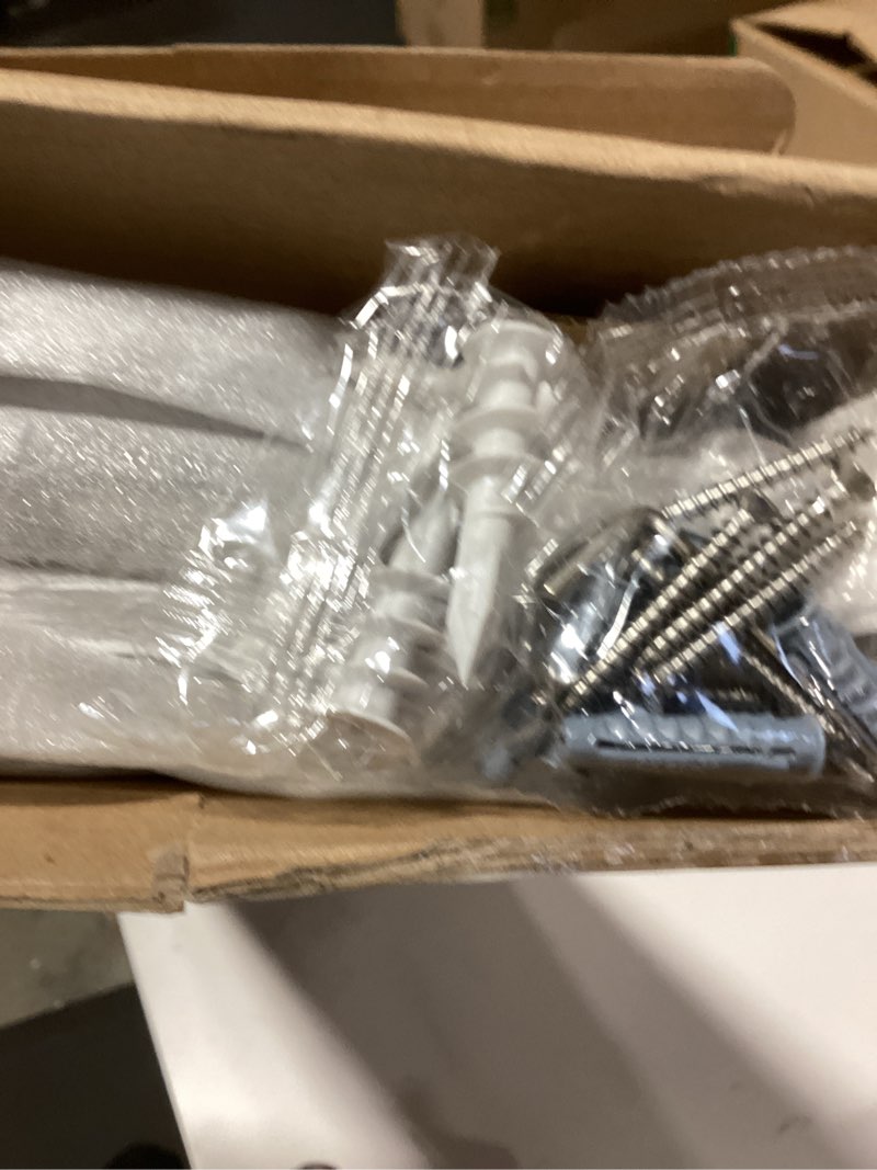 Condition photo showing As Is for KOKOSIRI Towel Shelf with Double Towel Bars 32 Inches Bathroom Towel Rack Bath Towel Holder Wall Mounted Stainless Steel, Brushed Nickel, B6005BR-L32 Brushed Steel 32 Inch