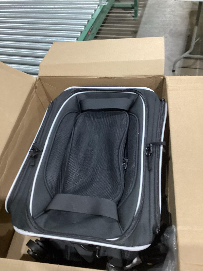 Condition photo showing Good Condition for Airline Approved Top-Expanding Pet Carrier on Wheels- Extra Spacious Soft Lined Carrier! 18x11x11 (Black, Expanding Sides) Black Expanding Sides