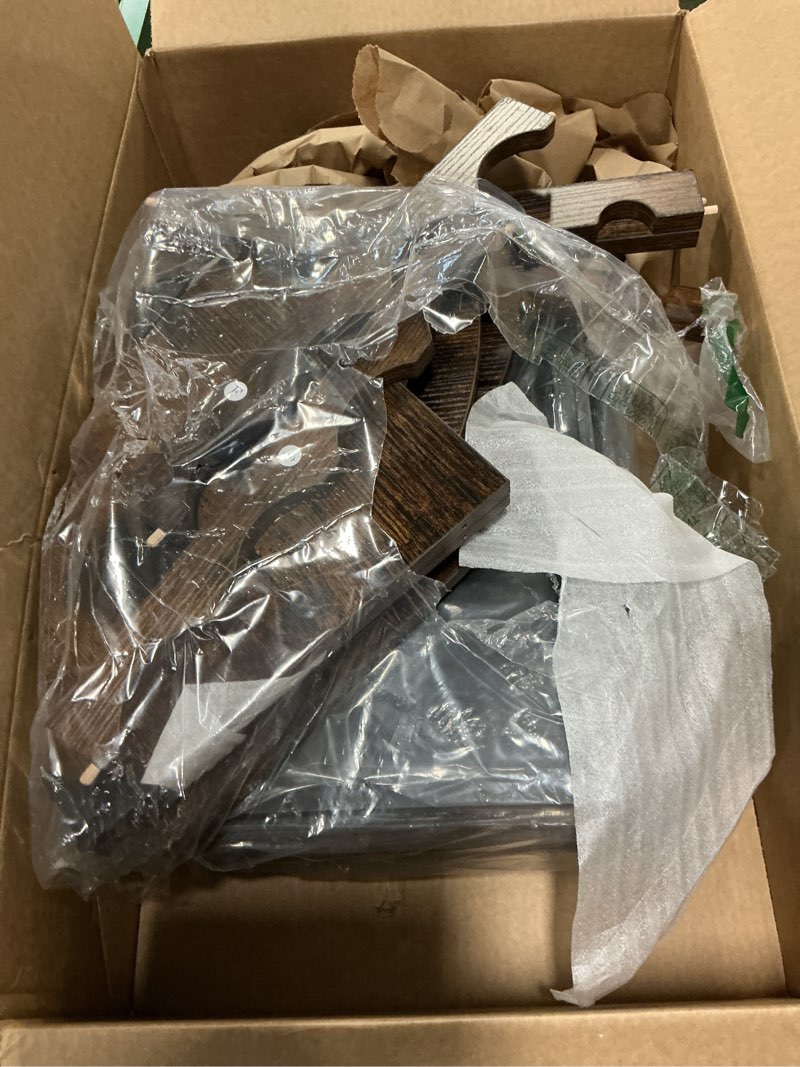 Condition photo showing As Is for JKsmart Wine Bar Cabinet with LED Lights, Mini Wine Bar Cart with Storage and Glass Holder, Home Bar Coffee Bar for Liquor, 3-Tier Bar Table for Kitchen, Dining Room, Living Room, Black