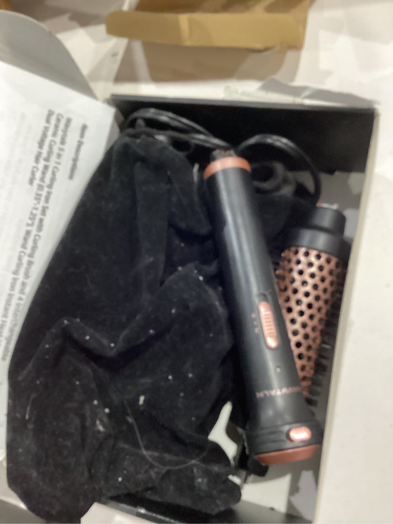 Condition photo showing As Is for Wavytalk 5 in 1 Curling Iron, Curling Iron Set with Thermal Brush and 4 Interchangeable Ceramic Curling Wand(0.5”-1.25”),Instant Heat Up Hair Curling Iron, Rose Gold