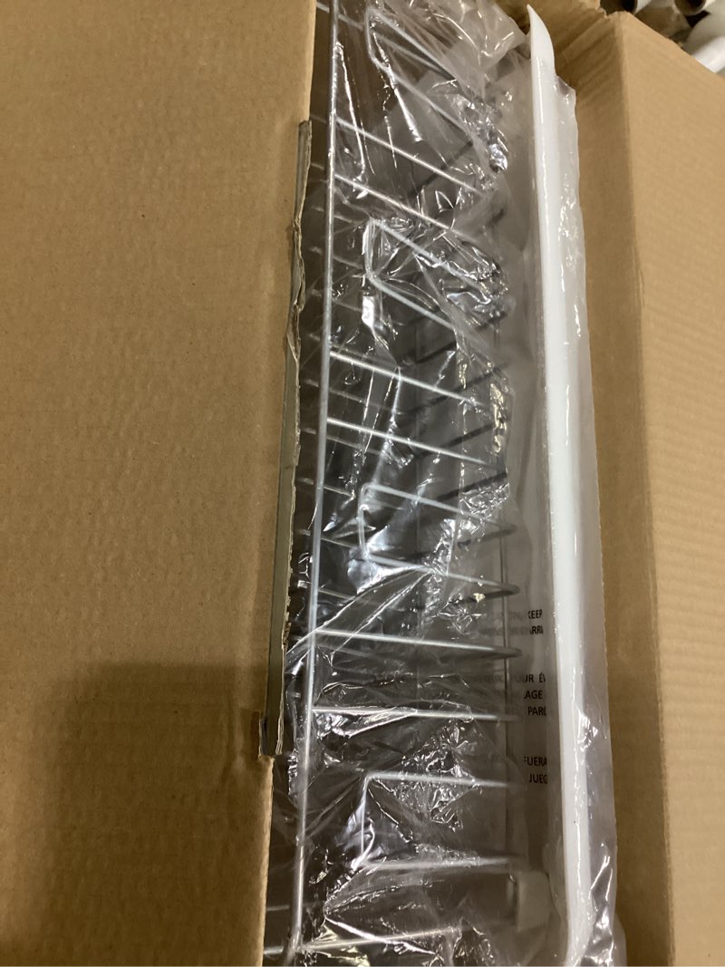 Condition photo showing New/Like New for Farberware Classic Large Rust Resistant Full Dishrack with Removable 3 Compartment Flatware Caddy, Andlged Drain Board, 3-Piece, White White Dish Rack Set