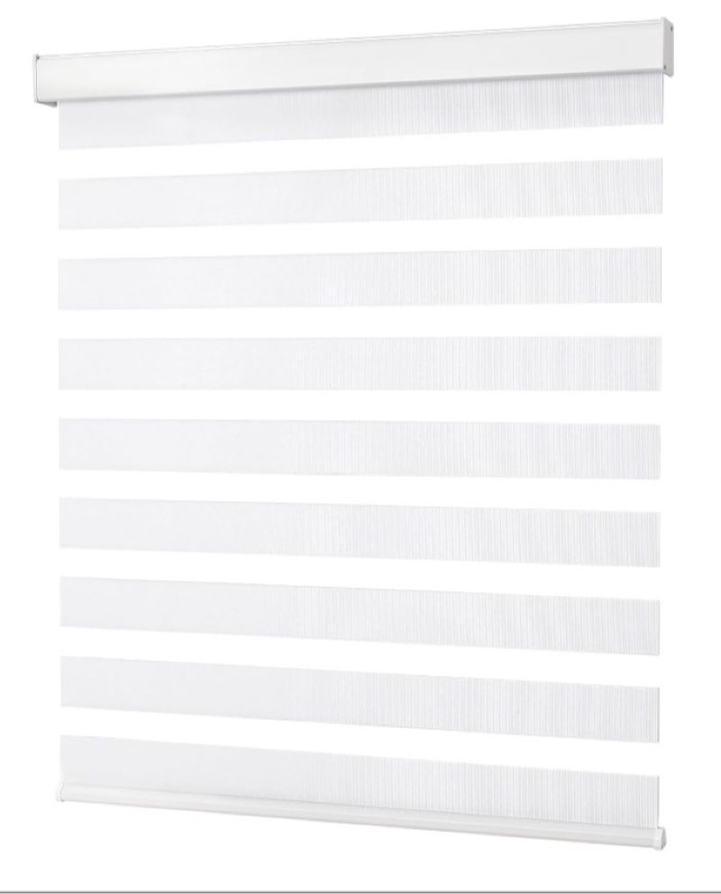 (similar to )joydeco cordless zebra blinds for windows, dual layer light control window blinds with light-proof aluminum cover, free-stop roller shades for home & office (white,34\" w x 75\" h)