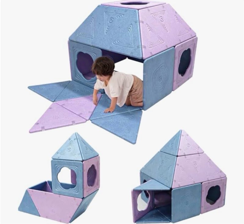 asweets 18-piece magnetic fort building kit for 3+ kids, giant modular playhouse panels, lightweight