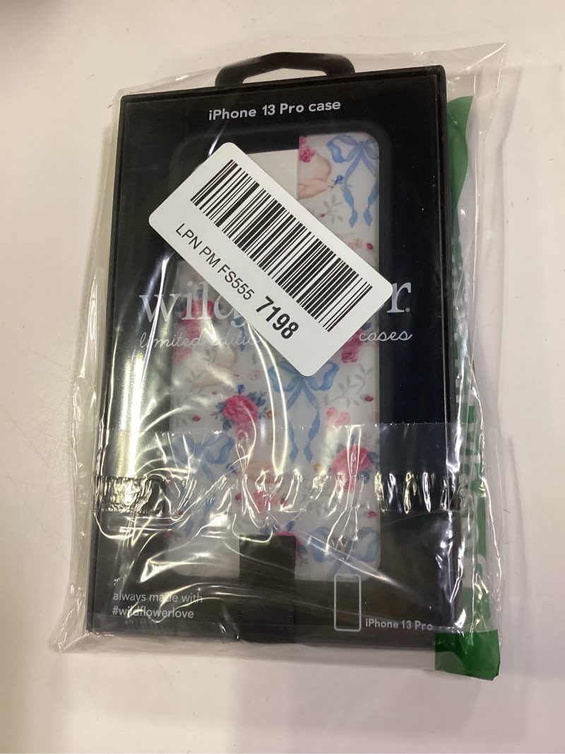 Condition photo showing New/Like New for Wildflower Cases - Compatible with iPhone 13 Pro | Protective Black Bumper, 6.5ft Drop Test Certified, Women Owned Small Business | Pink White Clouds Sky Dainty Cute Trendy | Collab- Enya Collab | Enya V2