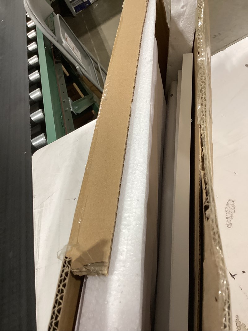 Condition photo showing As Is for white bamboo luggage rack with 4 storage compartments ?foldable suitcase stand, luggage rack for guest room , 150lbs capacity, sturdy, white 1 pcs